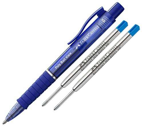 Faber-Castell Kugelschreiber Poly Ball View, Mine XB (Admiral blue + Minen) von Faber-Castell