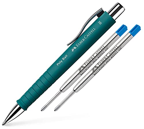 Faber-Castell - Kugelschreiber Poly Ball XB, Strichstärke 0.5 mm, Emerald grün + 2 Minen blau von Faber-Castell