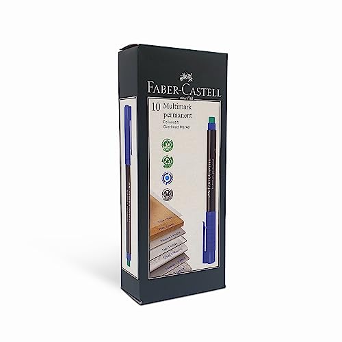 Faber-Castell MULITMARK Blue-(S) Permanent Marker Permanent Grey (Blue, Black, Blue, Kunststoff, Ende, 10 PC (S)) von Faber-Castell