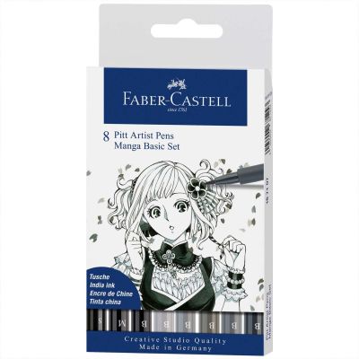 Pitt Artist Pen Manga Basic Tuschestift-Set 8teilig von Faber Castell