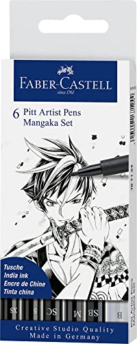 FABER-CASTELL 167124 - Tuschestift Pitt Artist Pen Mangaka, Schreibfarbe schwarz und grau mit verschiedenen Spitzen, 6er Etui FABER-CASTELL 167124 - Tuschestift Pitt Artist Pen Mangaka, Schreibfarbe schwarz und grau mit verschiedenen Spitzen, 6er Etui von Faber-Castell