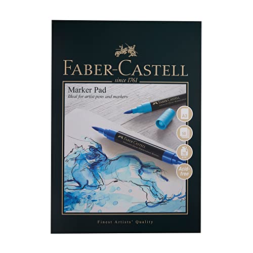 Faber-Castell Kunst- und Grafik-Markerblock, A3, säurefrei, gummiertes Papier, 70 g/m², 50 Blatt für Pitt-Stifte, Marker, Aquarellstifte und Bleistifte, Fineliner, Skizzieren, Kunst, Handwerk, von Faber-Castell