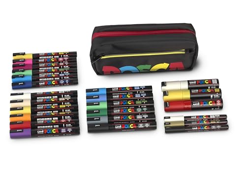 Faber-Castell uni-ball 205088 - POSCA Marker Set XXL, 24 POSCA Stifte und eine Bauchtasche, für Beruf, Hobby und Freizeit von Faber-Castell