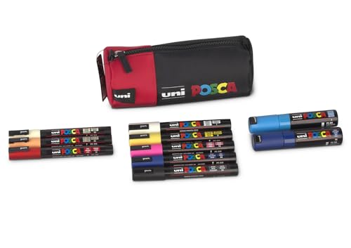 Faber-Castell uni-ball 205089 - POSCA Marker Set, 10 POSCA Stifte und ein Mäppchen, für Beruf, Hobby und Freizeit von Faber-Castell