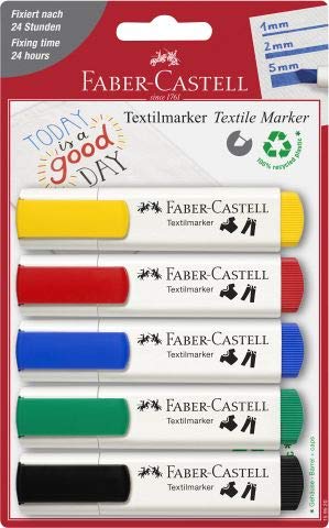 Textilmarker 5er Standardfarben BK von Faber-Castell