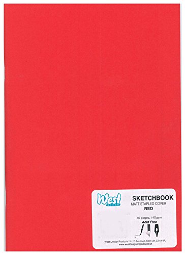 West Design RS261452 1 Skizzenbuch DIN-A3-Format, geheftet, matt, Malen, Zeichnen und Schreiben, rot von WEST