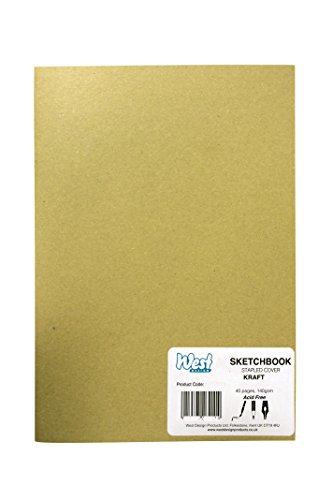 West Design RS262053 1 Skizzenbuch DIN-A3-Format, geheftet, 140 g, Malen, Zeichnen und Schreiben Kraftpapier, matt von WEST