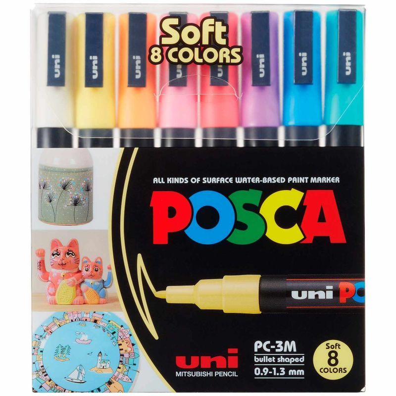 POSCA-Marker PC-3M 0,9-1,3mm Pastell 8 Stück von UNI