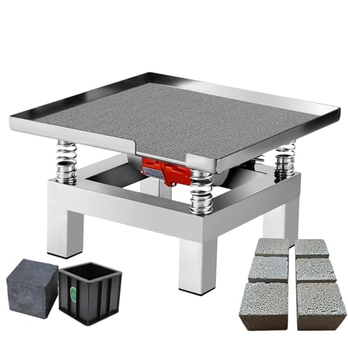 Fablestoryem 35 x 35 cm Beton-RüTteltisch, 110/220 V Elektrischer VibrationsprüFstand, Testblock-Vibrationsplattform, 3000-3600 U/Min RüTteltisch Aus Edelstahl Zum SchüTteln des Niederschlags,110V von Fablestoryem