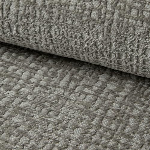 Fabreco FROLISA Polsterstoff – Chenille-Stoff mit Muster, Dekostoff Meterware, 142 cm breit, strapazierfähiger Möbelstoff für Wohnzimmer, Gewicht 370g/m² - Grau von Fabreco