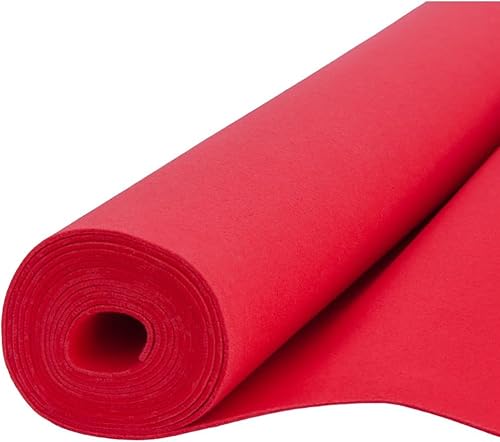 Fabreco Filz Meterware 4mm Dicke (100 x 50 cm) – Imprägnierter Bastelfilz & Filzstoff Meterware für Dekoration, Polster & DIY | Filz zum Basteln: Tischläufer, Filzmatte & Filzunterlage (Rot) von Fabreco