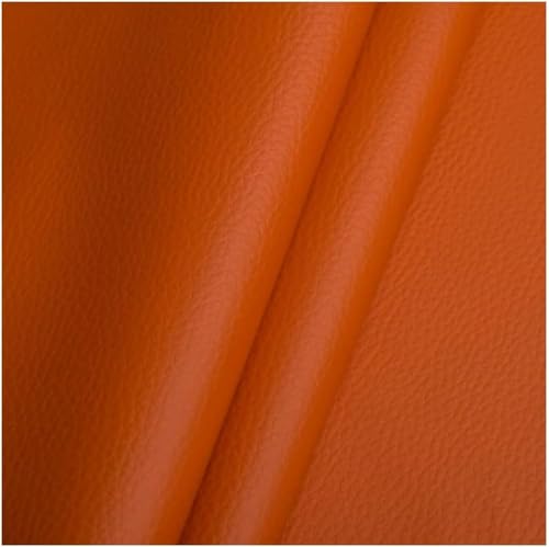 Fabreco KUNSTLEDER Lederstoff, Polsterstoff, Bezugsstoff, Lederoptik für Sofas, Stühle, Accessoires, Meterware 140 cm breit, Gewicht 900 g/lfm (Orange) von Fabreco