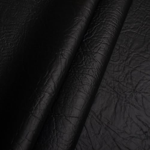 Fabreco - KUNSTLEDER MAMMUT Lederstoff Meterware 3 M x 140 cm breit, Polsterstoff, Bezugsstoff, Lederoptik für Sofas, Stühle, Accessoires, Gewicht 900 g/lfm (Schwarz) von Fabreco