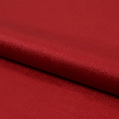 Fabreco MONILLA Microfaser Velours Meterware 3 M x 143 cm breit – Weicher und strapazierfähiger Möbelstoff, vielseitiger Polsterstoff und Samtstoff in Uni-Farben, ideal für Sofas und Stühle - Rot von Fabreco