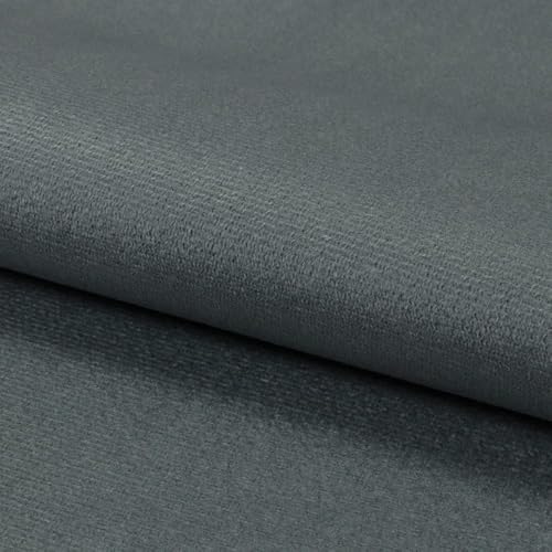 Fabreco MONILLA Microfaser Velours Meterware 5 M x 143 cm breit – Weicher und strapazierfähiger Möbelstoff, vielseitiger Polsterstoff und Samtstoff in Uni-Farben, ideal für Sofas und Stühle - Hellgrau von Fabreco