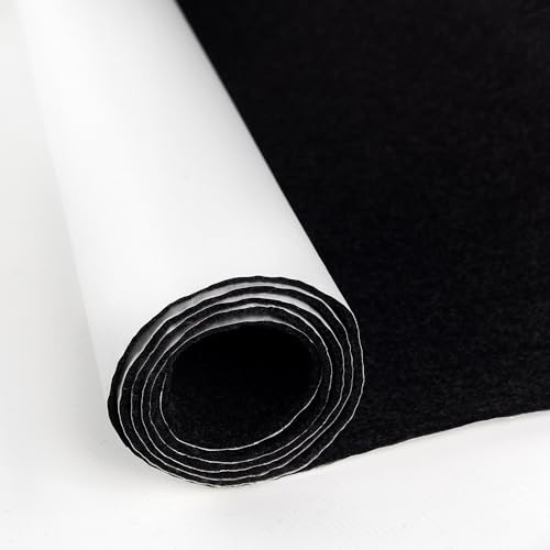 Fabreco Filz Selbstklebend Meterware 3mm Dicke (0,5 M x 150 cm) – Klebefilz & Filzstoff für Möbel, Schutz & Dekoration | Bastelfilz perfekt als Filzgleiter, Filzmatte & Vliesstoff (Schwarz) von Fabreco