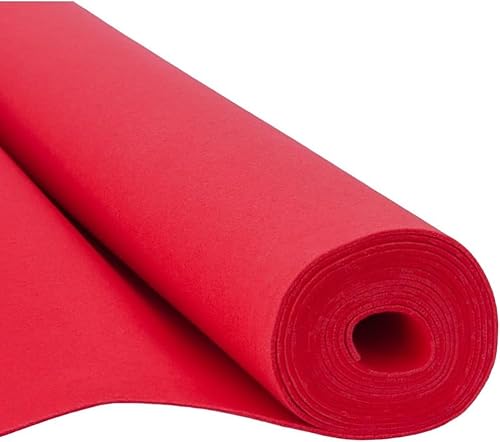 Fabreco Soft Filz Meterware 3mm Dicke (150 x 50 cm) | Weicher Filzstoff Meterware | Filz zum Basteln, Dekoration & DIY | Bastelfilz 3mm für Polster, Tischläufer, Filzmatte & Filzunterlage (Rot) von Fabreco