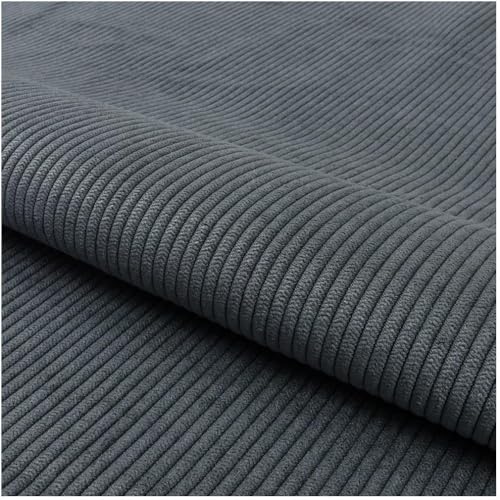 Fabreco TORANOS Polsterstoff Meterware 142 cm breit, 100% Polyester, Gewicht 330 g/m2, Cord-Strukturstoff ideal für Vorhänge oder Möbelstoff für Sofakissen, Polsterbezüge und Sitzkissen - Dunkelgrau von Fabreco