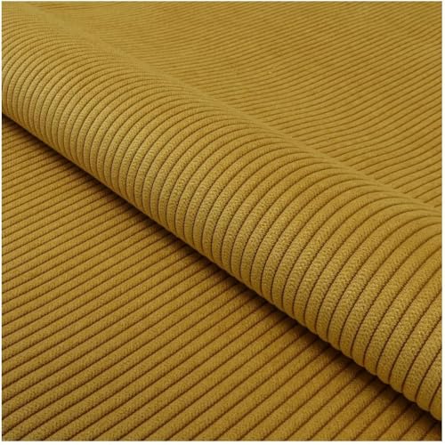 Fabreco TORANOS Polsterstoff Meterware 142 cm breit, 100% Polyester, Gewicht 330 g/m2, Cord-Strukturstoff ideal für Vorhänge oder Möbelstoff für Sofakissen, Polsterbezüge und Sitzkissen - Maisgelb von Fabreco