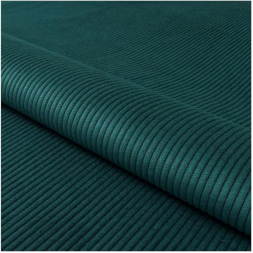 Fabreco TORANOS Polsterstoff Meterware 142 cm breit, 100% Polyester, Gewicht 330 g/m2, Cord-Strukturstoff ideal für Vorhänge oder Möbelstoff für Sofakissen, Polsterbezüge und Sitzkissen - Opalgrün von Fabreco