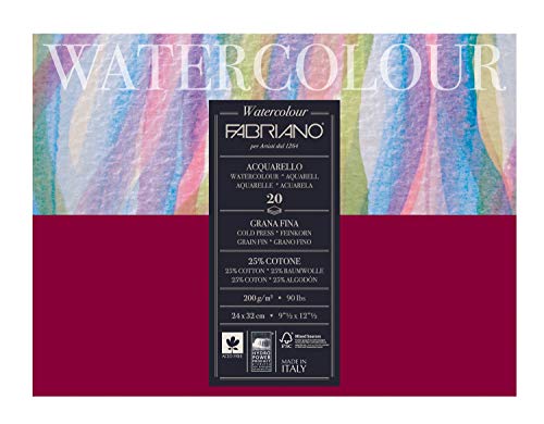 Fabriano 72612432 Aquarellpapier, Baumwolle, weiß, 24 x 32 x 0,5 cm Fabriano 72612432 Aquarellpapier, Baumwolle, weiß, 24 x 32 x 0,5 cm von Fabriano