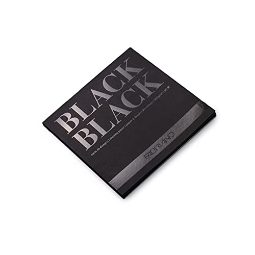 Honsell 19100389 - Fabriano Black Black Block, tiefschwarzes Papier mit matter, unbeschichteter Oberfläche, 300 g/m², 20 x 20 cm, 20 Blatt, ideal für Pastelle, Farbstifte und Marker von Fabriano