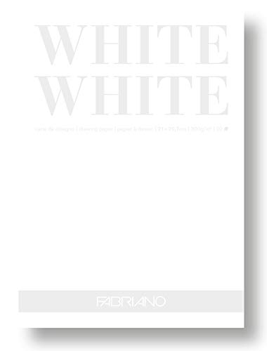 Honsell 19100418 - Fabriano White White Block, strahlend weißes Papier mit matter, unbeschichteter Oberfläche, 300 g/m², DIN A4, 20 Blatt, ideal für Pastelle, Farbstifte und Marker von Fabriano