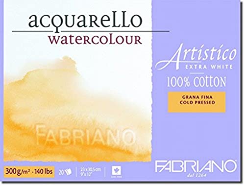 Honsell 312330 - Fabriano Artistico Acquarello Watercolour, hochwertiger Künstler - Aquarellkarton, extra weiß, Feinkorn cold pressed, ca. 23 x 30,5 cm, 20 Blatt 300 g/m² von Fabriano