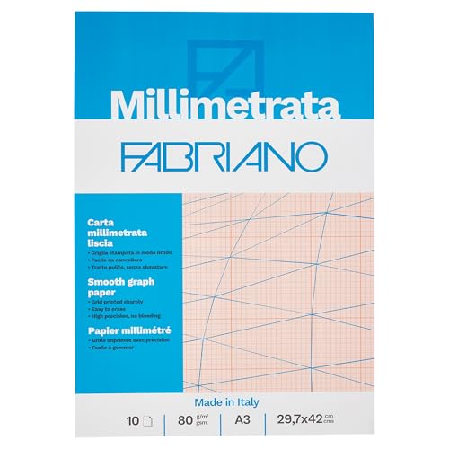 Millimeterblock, 80 g, 10 Blätter (297 x 420) von Fabriano