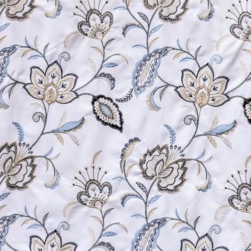 Fabric Mart Direct Dunkelblau, Hellblau Stoff als Meterware, 112 cm oder 44 Zoll Breite Blau Baumwolle Stoff, 1 Meter Baumwolle mit Stickerei Stoff, Polsterstoff, Stoff für Vorhänge, Stoff für Kissen von Fabric Mart Direct