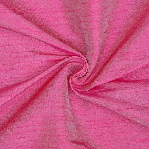 Fabric Mart Direct Helles Fuchsia-Rosa Stoff als Meterware, 111 cm oder 44 Zoll Breite Rosa Seide Stoff, 1 Meter Kunstseide Stoff, Polsterstoff, Stoff für Vorhänge, Stoff für Kissen von Fabric Mart Direct