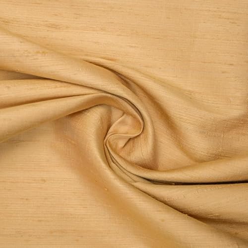 Fabric Mart Direct Helles Gold Stoff als Meterware, 104 cm oder 41 Zoll Breite Gold Seide Stoff, 1 Meter 100% reine Dupioni-Seide. Stoff, Polsterstoff, Stoff für Vorhänge, Stoff für Kissen von Fabric Mart Direct