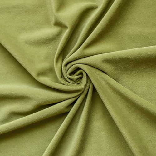 Fabric Mart Direct Helles Oliv Stoff als Meterware, 137 cm oder 54 Zoll Breite Grün Samt Stoff, 1 kontinuierlicher Zähler Hochwertiger Plüschsamt Stoff, Polsterstoff, Stoff für Vorhänge, Kissen von Fabric Mart Direct