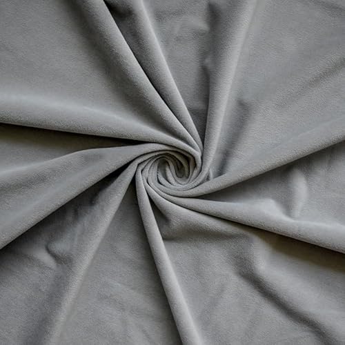 Fabric Mart Direct Hellgrau Stoff als Meterware, 137 cm oder 54 Zoll Breite Grau Samt Stoff, 1 kontinuierlicher Zähler Hochwertiger Plüschsamt Stoff, Polsterstoff, Stoff für Vorhänge, Kissen von Fabric Mart Direct