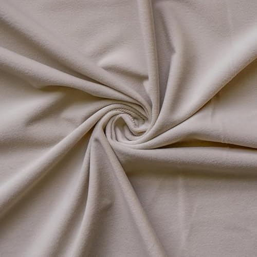 Fabric Mart Direct Kitz Stoff als Meterware, 137 cm oder 54 Zoll Breite Beige Samt Stoff, 1 kontinuierlicher Zähler Hochwertiger Plüschsamt Stoff, Polsterstoff, Stoff für Vorhänge, Kissen von Fabric Mart Direct