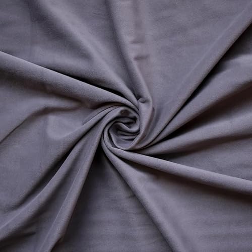 Fabric Mart Direct Lavendelgrau Stoff als Meterware, 137 cm oder 54 Zoll Breite Grau Samt Stoff, 1 kontinuierlicher Zähler Hochwertiger Plüschsamt Stoff, Polsterstoff, Stoff für Vorhänge, Kissen von Fabric Mart Direct