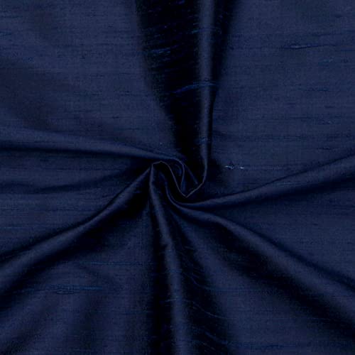 Fabric Mart Direct Navy blau 100% reine Dupionseide Stoff als Meterware, 104 cm or 41 inches Breite, 1 kontinuierlicher Zähler Blau Seide Stoff, Polstervorhang Großhandelsstoff von Fabric Mart Direct
