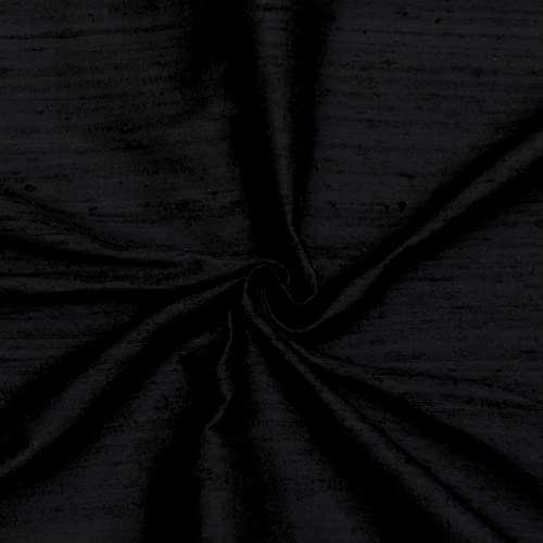 Fabric Mart Direct Schwarz 100% reine Dupionseide Stoff als Meterware, 104 cm or 41 inches Breite, 1 kontinuierlicher Zähler Schwarz Seide Stoff, Polstervorhang Großhandelsstoff von Fabric Mart Direct