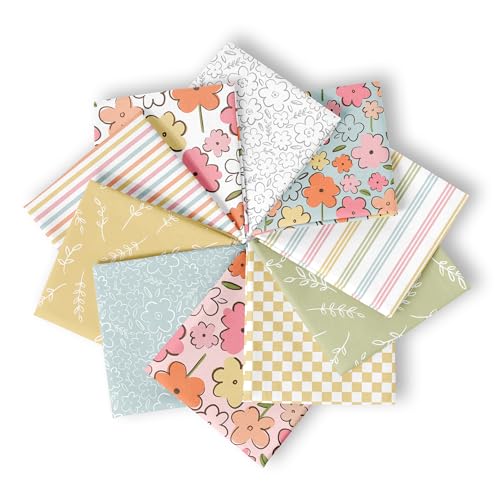 Fabric Shoppe - Set mit 10 Fat Quarter Bundle, Moody Blooms Stoff, 100% Baumwolle, Blumenmuster, Quiltstoff (Sweet Blooms) von Fabric Shoppe