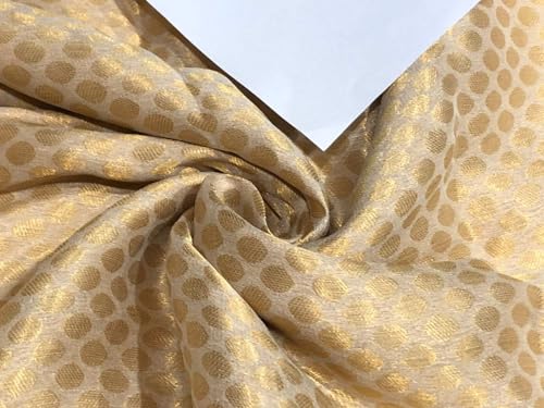 Seiden-Georgette-Stoff, goldfarben mit Jacquard-Metallic-Gold, kleines Motiv [16437] Polyester von FabricFactory