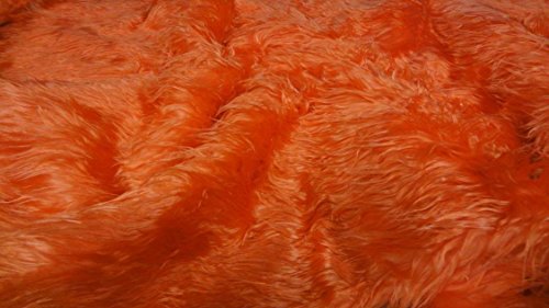 FABRICS-CITY ORANGE MONGOLISCHES ZOTTELFELL LANGHAAR FELLIMITAT STOFF STOFFE, 4238(Orange) von Fabrics-City