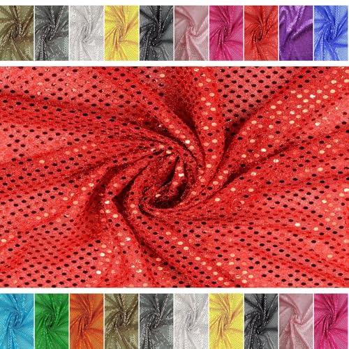 FABRICS-CITY ROT HOCHWERTIG PAILETTEN STOFF PAILLETTENSTOFF 3MM STOFFE, 2421 von Fabrics-City