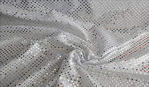 FABRICS-CITY SILBER/WEIß HOCHWERTIG PAILETTEN STOFF PAILLETTENSTOFF 3MM STOFFE, 2594 von Fabrics-City