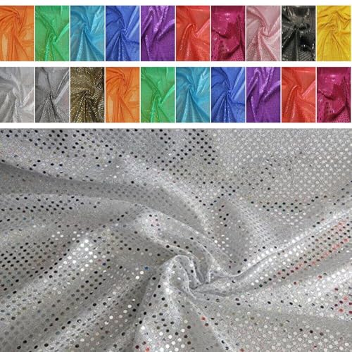 FABRICS-CITY SILBER/WEIß EXKLUSIVE KLEINE PAILLETTEN STOFF 3MM STOFFE, 2594 von Fabrics-City