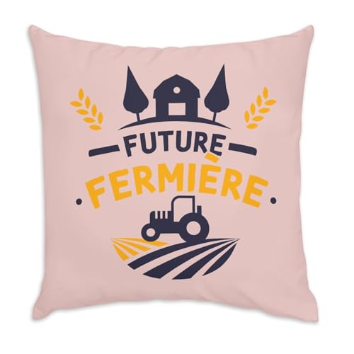 Fabulous Kissen aus Samt in rosa – Future Farmer Landwirtschaft Ferme – 40 x 40 cm – Samtstoff – inklusive Kissenbezug und Kissen von Fabulous