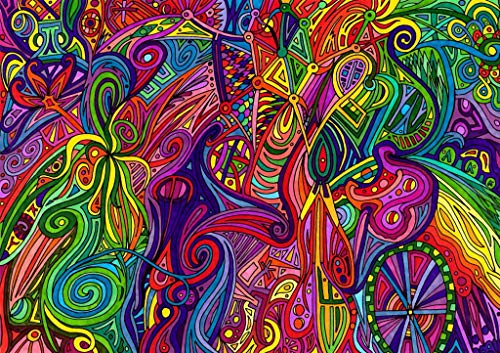 Poster Plakat Kunst Multicolor Hippie Psychedelic 70er Jahre Farben Trippy von Fabulous