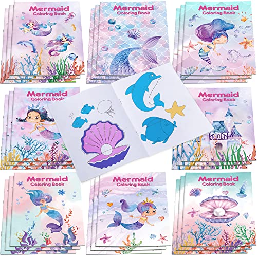 Faccito 24 Stück Meerjungfrau Malbücher Unterwasser Mini Malbuch Set Meerestiere Ausmalbücher für Kinder Kritzelbuch für Kleinkinder Mädchen Party Mitgebsel Klassenzimmer Malen Geschenke von Faccito