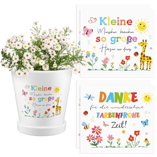 Faccito 4 Aufkleber für Den Blumentopf Dankeschön Aufkleber Danke für Die Wunderschöne Farbenfrohe Zeit Erzieher Geschenk Kindergarten Dankeschön Geschenk Danke für Kindergarten (Bunte Zeit) von Faccito