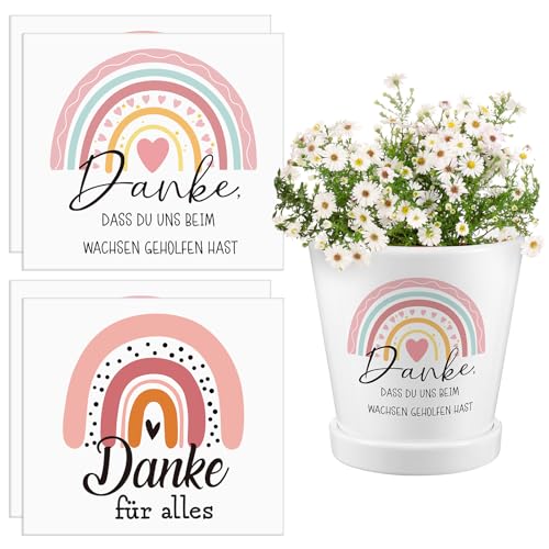 Faccito 4 Aufkleber für Den Blumentopf Dankeschön Aufkleber Danke für Die Wunderschöne Farbenfrohe Zeit Erzieher Geschenk Kindergarten Dankeschön Geschenk Danke für Kindergarten (Regenbogen) von Faccito