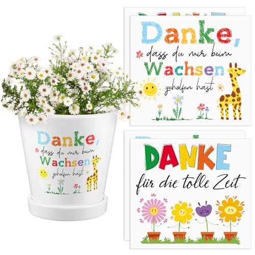 Faccito 4 Aufkleber für den Blumentopf Dankeschön Aufkleber Danke, dass du mir beim Wachsen geholfen hast Erzieher Geschenk Kindergarten Dankeschön Geschenk Danke für Kindergarten von Faccito